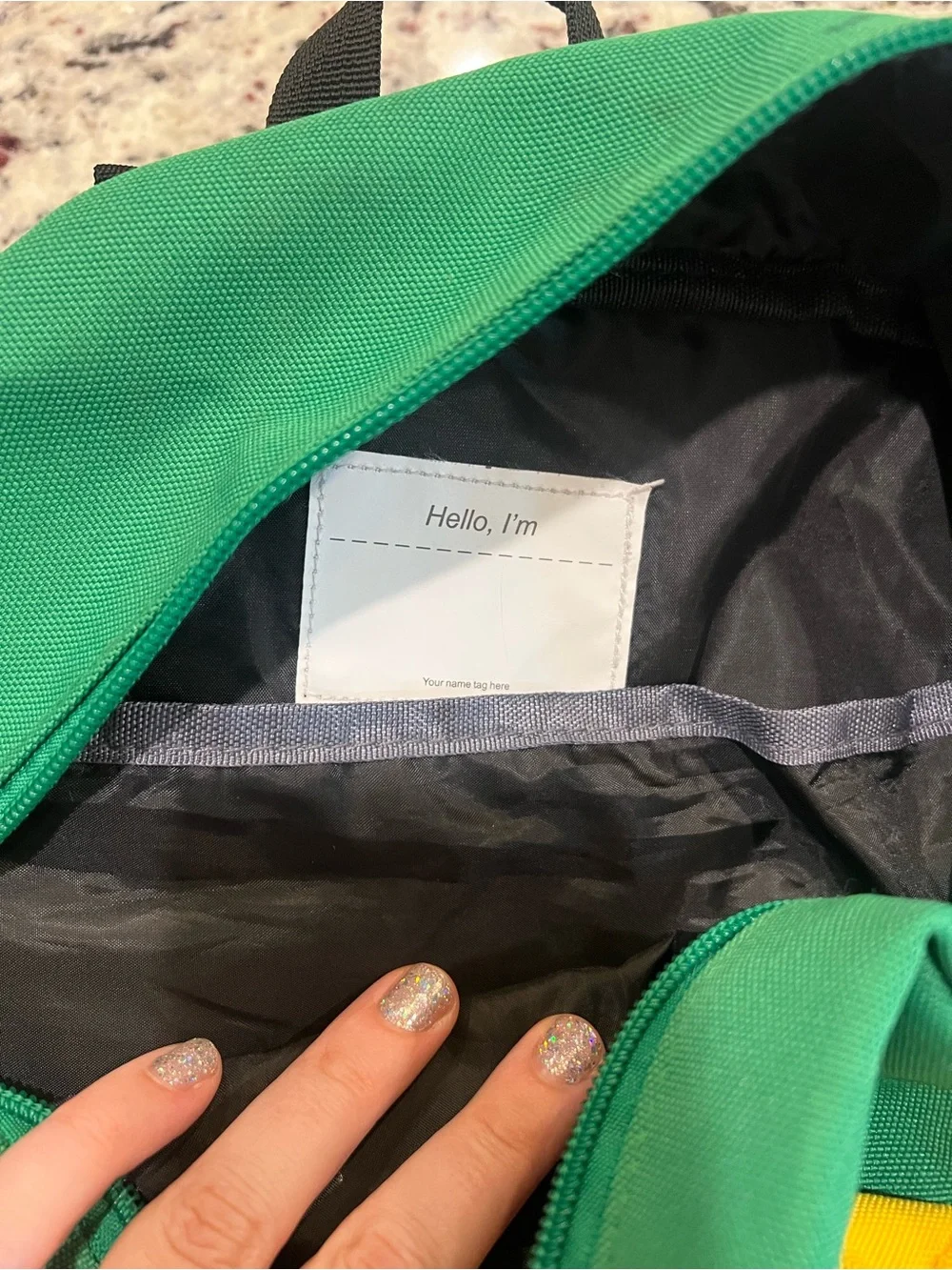 (2) Kids Colorblock Backpack in Green & Teal with Light Blue Pocket